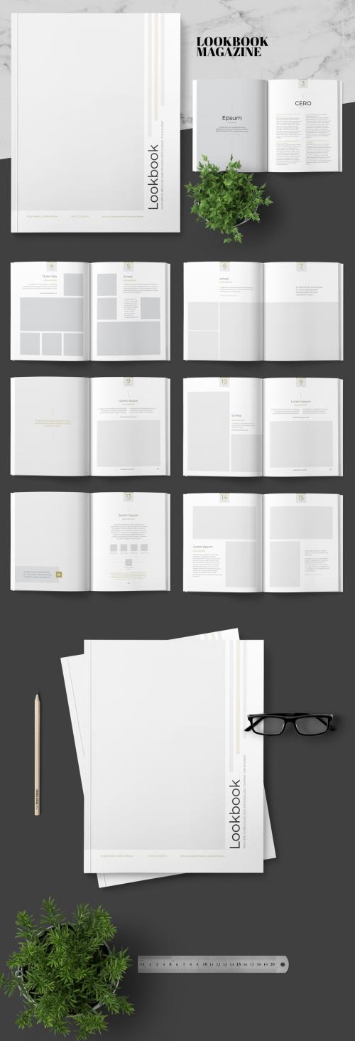 Lookbook Magazine Layout with Gold Accents - 242506903