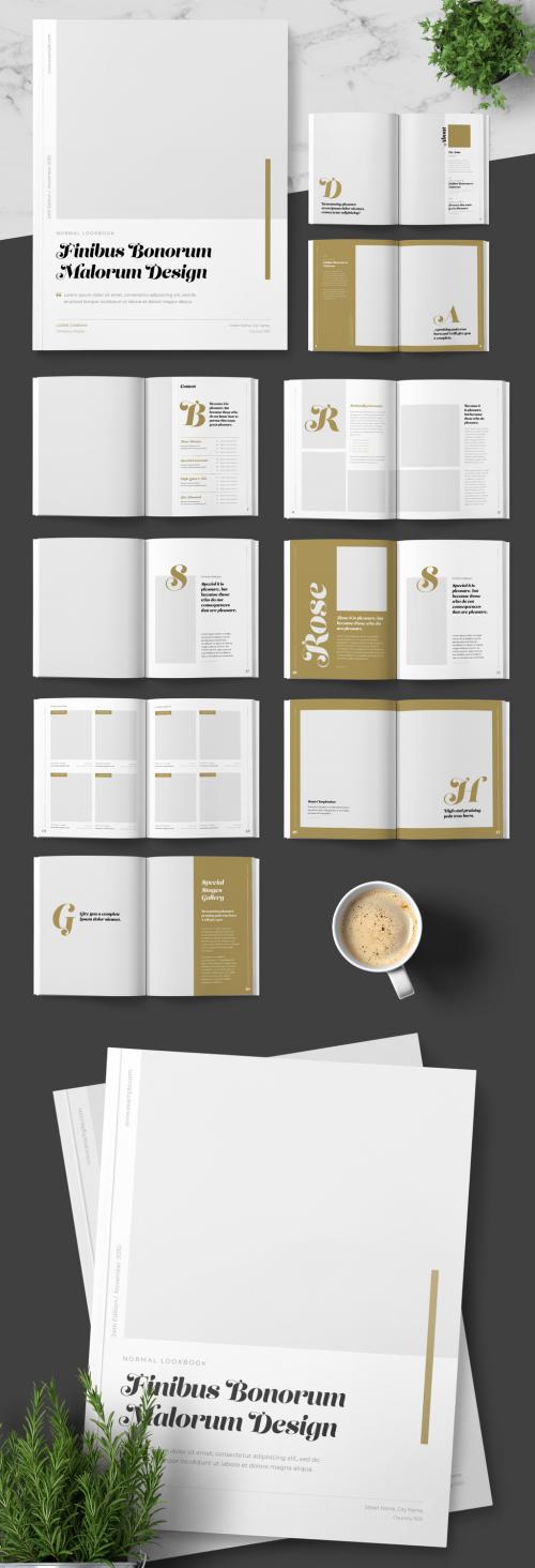 Lookbook Magazine Layout with Gold Accents - 242506904