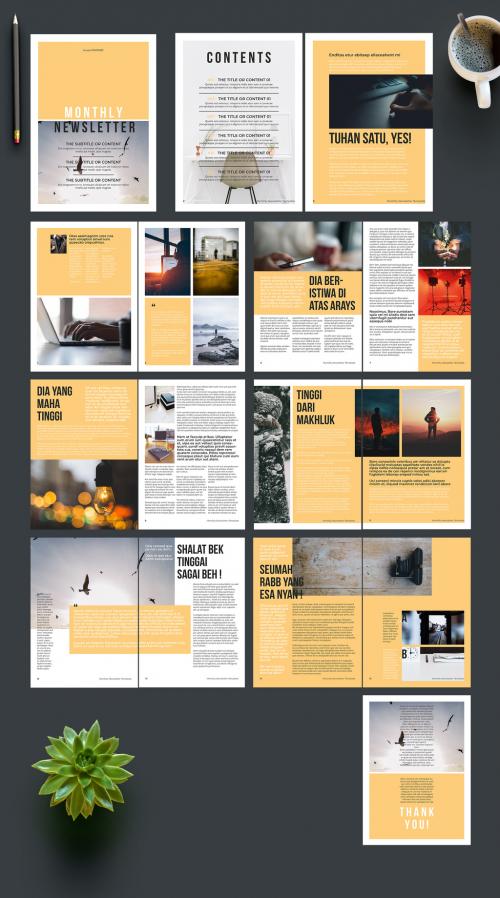 Newsletter Layout With Yellow Accent - 242713789