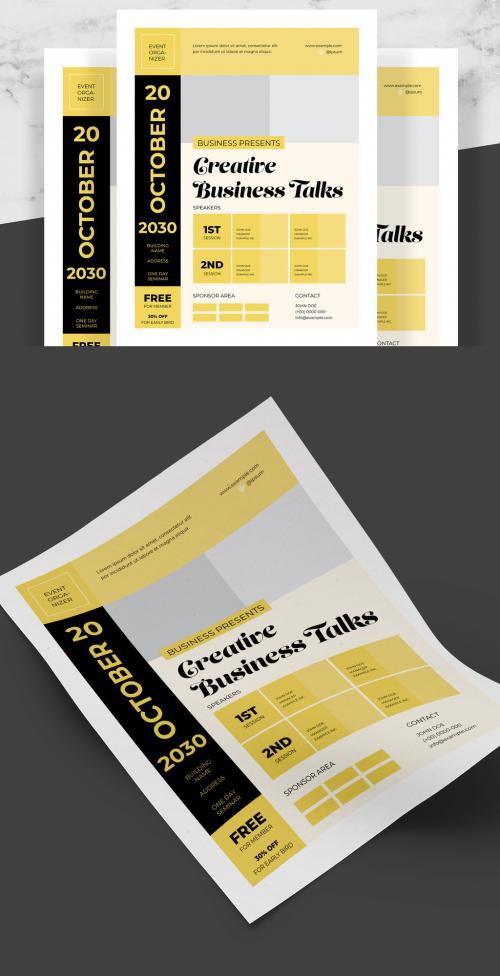 Business Flyer Layout with Yellow Accents - 242748179