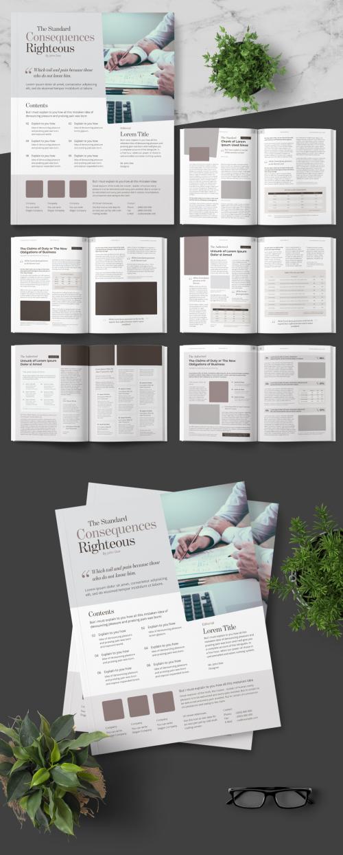 Business Newsletter Layout with Tan Accents - 242748190