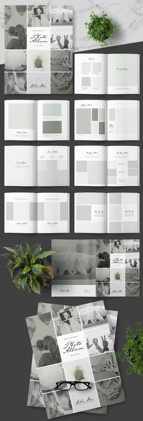 Photo Album Layout with Green Accents - 242748205