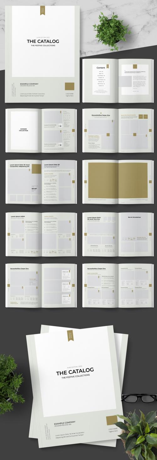 Holiday Catalog Layout with Gold Accents - 242748219