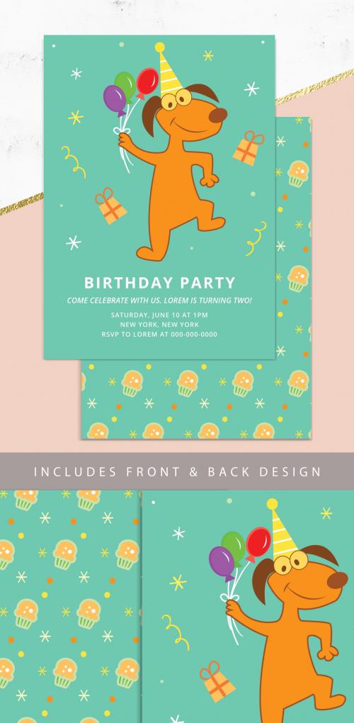 Birthday Invitation Layout with Animals - 242748301