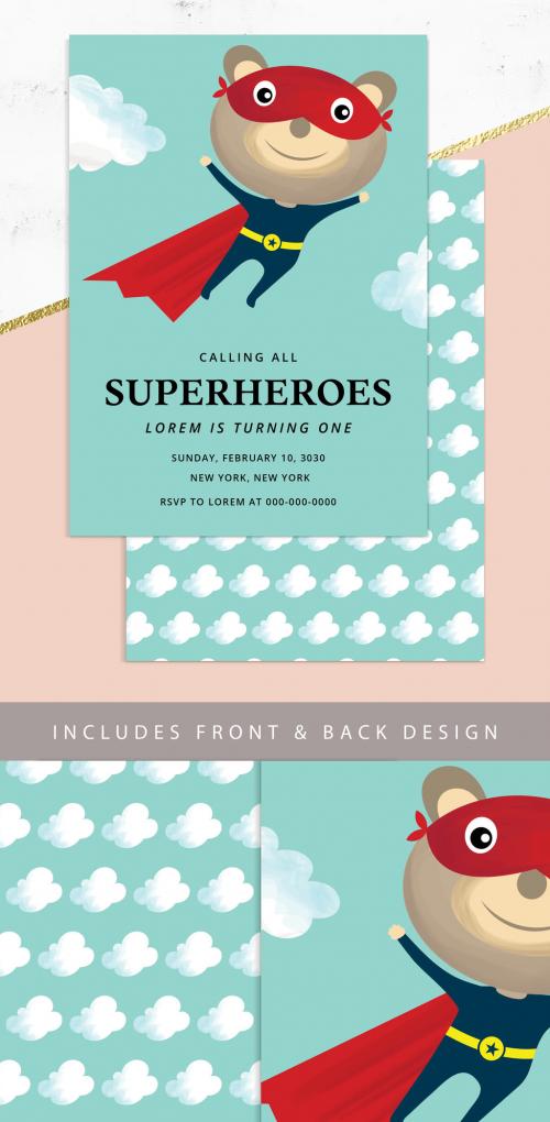 Superhero Birthday Party Invitation Layout - 242748316