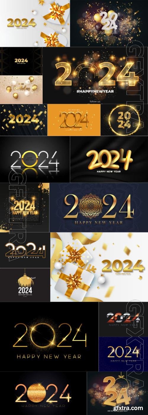 Happy new 2024 year, Merry christmas vector illustration