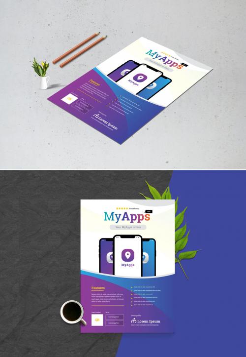 App Flyer Layout With Phone Mockup - 242905428