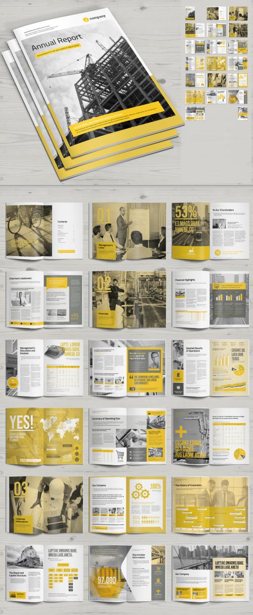 Annual Report Layout with Yellow Accents - 242916800