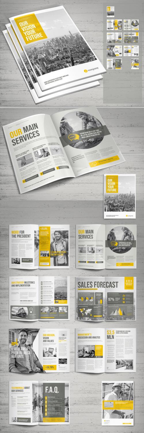 Business Brochure Layout with Yellow Accents - 242916846