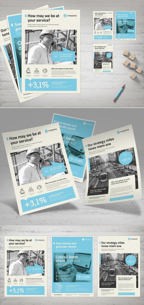 Business Flyer Layout with Blue Accents - 242916858