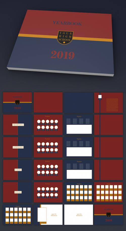 Red, Gold, and Blue Yearbook Layout - 243376531