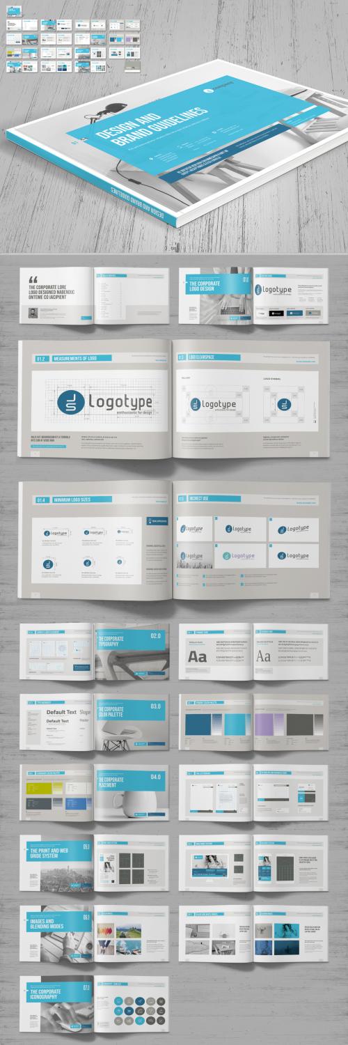 Brand Manual Layout with Blue Accents - 243531188