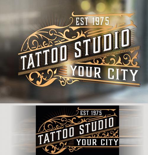 Vintage Tattoo Studio Logo Layout - 243546325