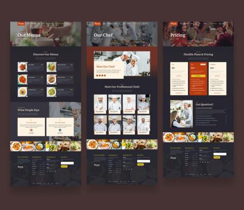 Restaurant Catering Cafe Food Truck Website UI