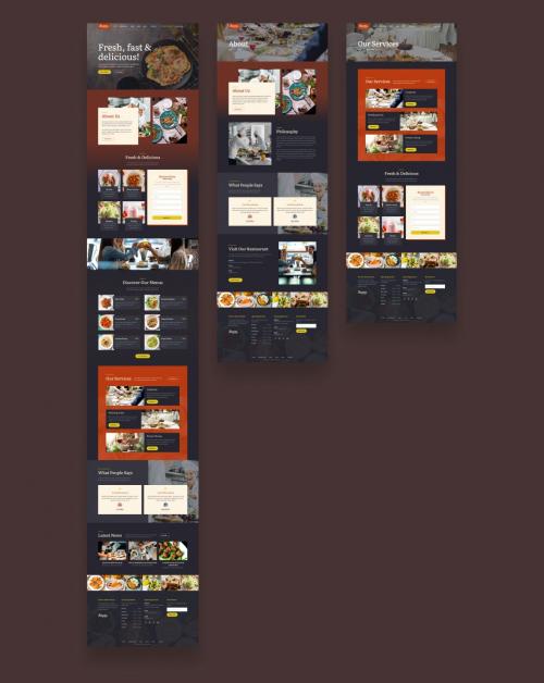 Restaurant Catering Cafe Food Truck Website UI