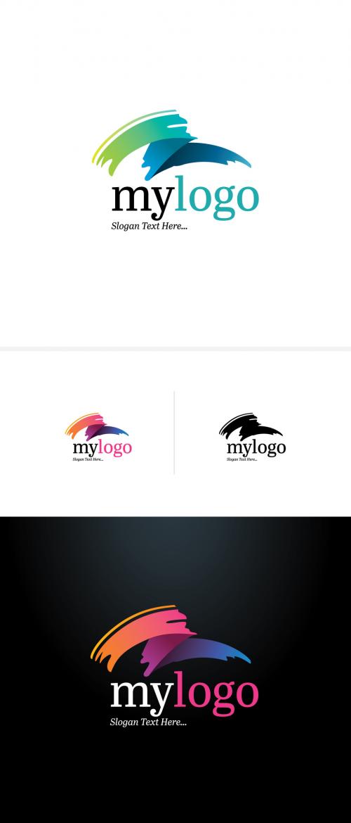 Logo Layout with Colorful Brush Stroke Elements - 243740172