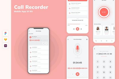 Voice &amp; Audio Recorder Mobile App UI Kit