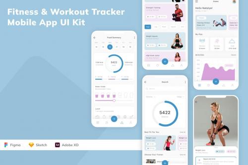 Fitness &amp; Workout Tracker Mobile App UI Kit