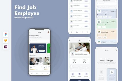 Find Job &amp; Employee Mobile App UI Kit