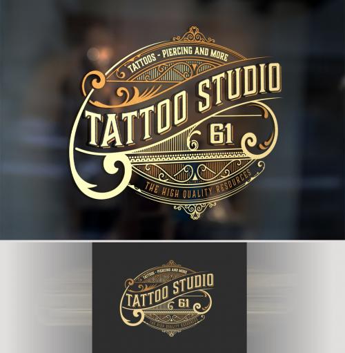 Vintage-Style Tattoo Studio Logo Layout - 244991344