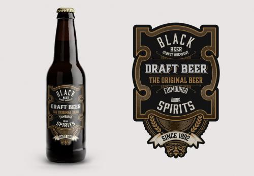 Vintage-Style Beer Label Layout - 244991418