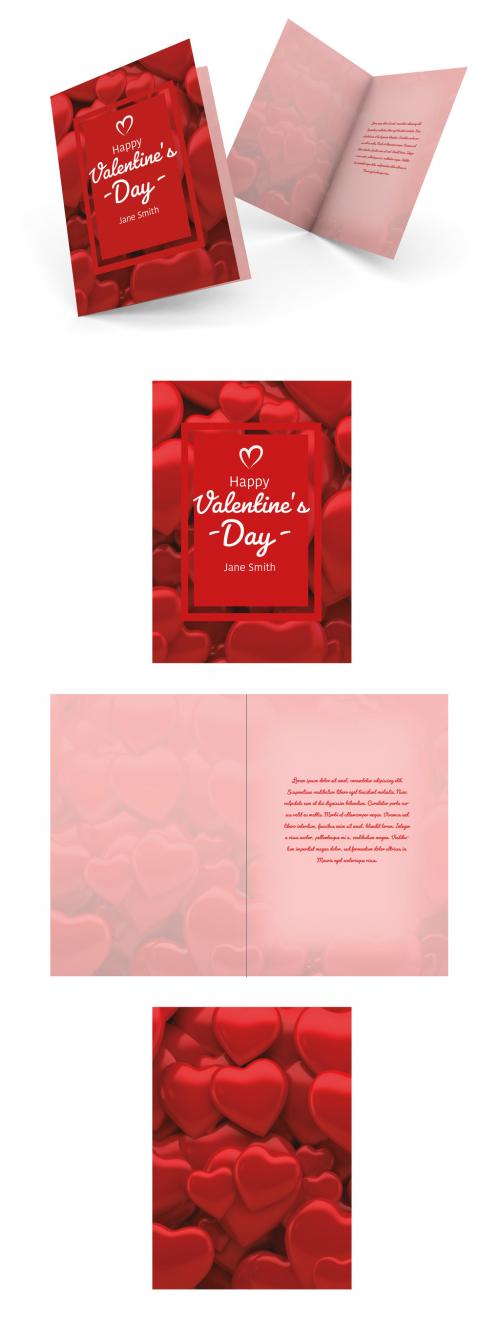 Valentine's Day Card Layout with Heart Pattern - 245015660