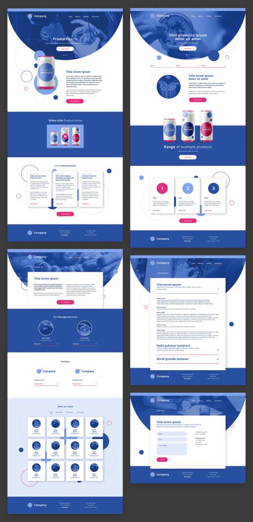 Website Design Layout with Blue and Pink Accents - 245174213