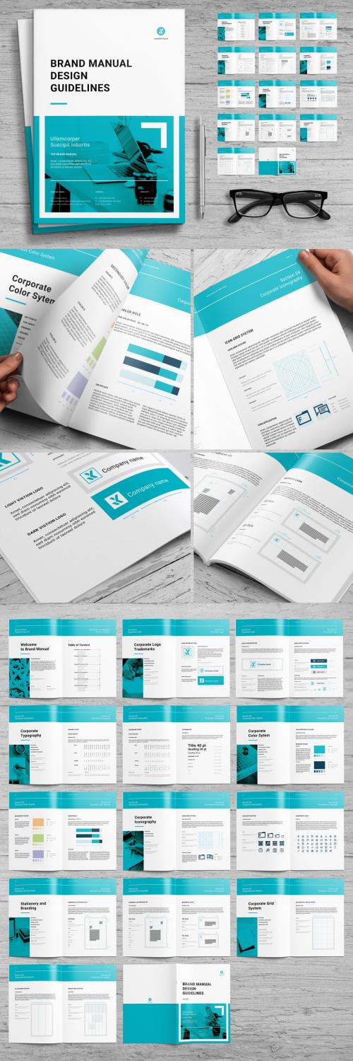 Brand Manual Layout with Teal Accents - 245200733