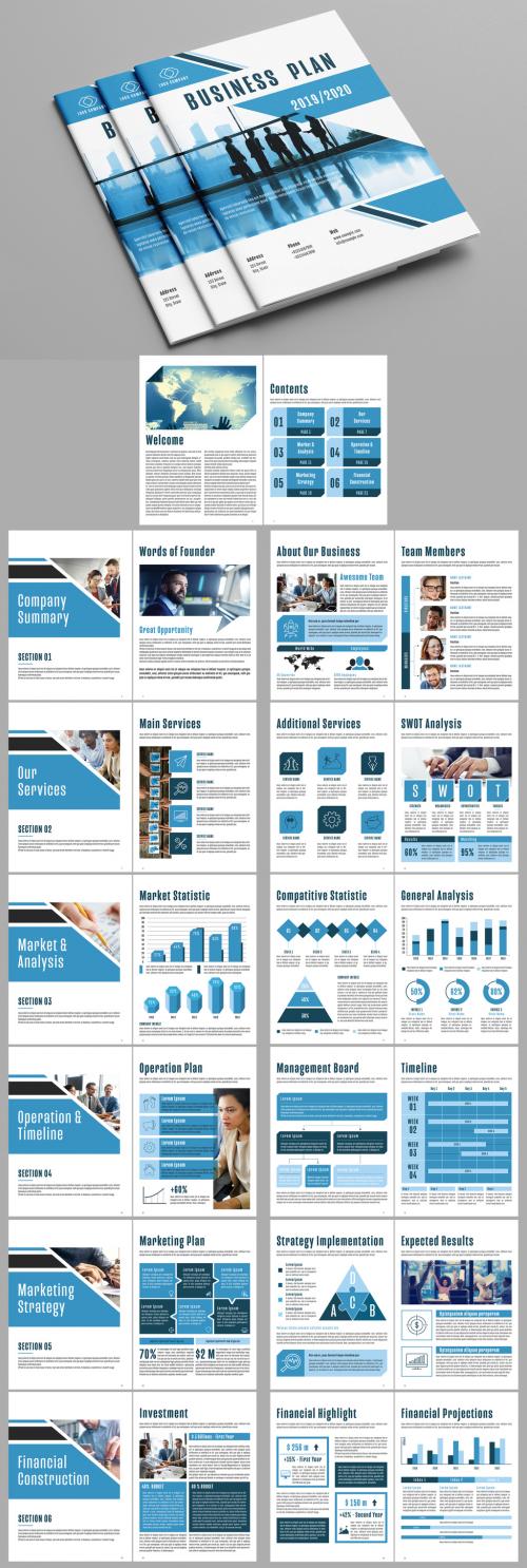 Business Plan Layout with Blue Accents - 245224119