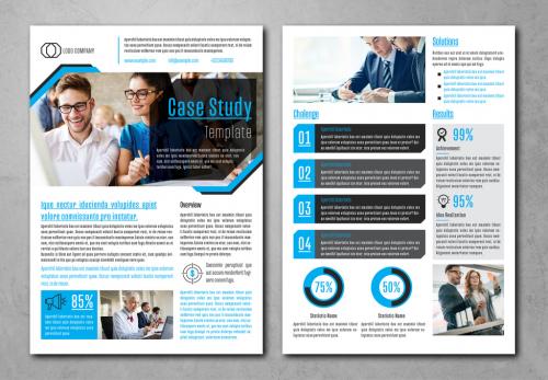 Business Case Study Layout with Blue Accents - 245224323