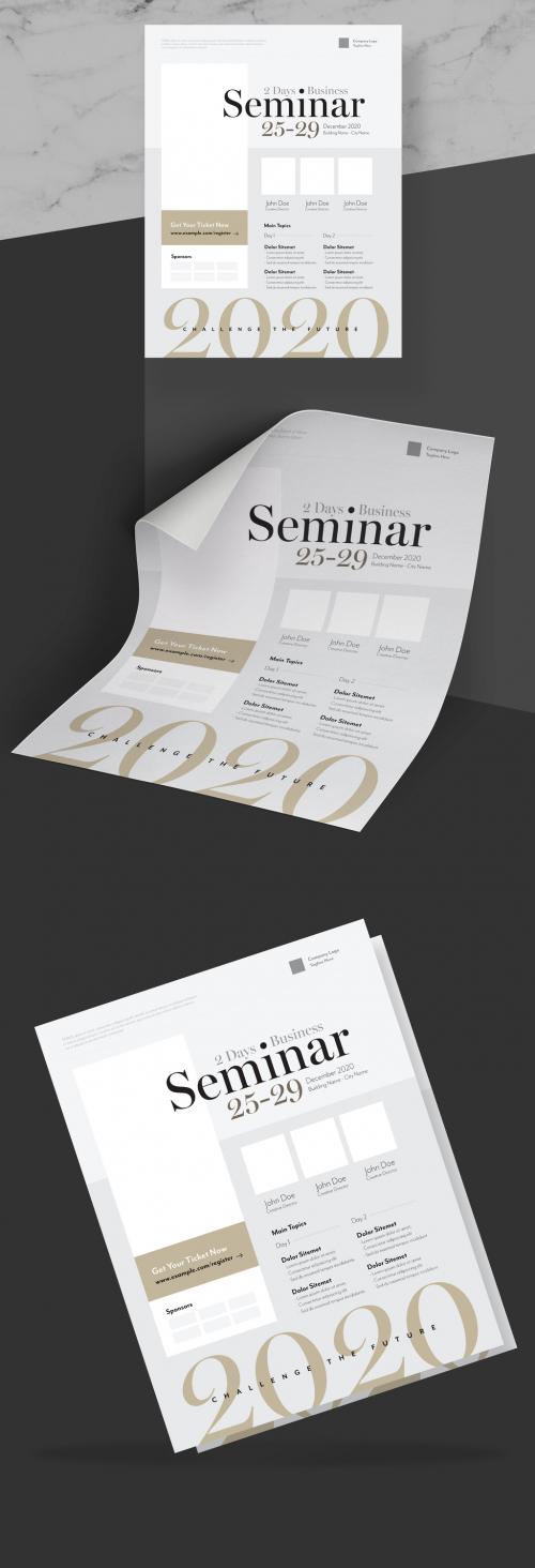 Business Seminar Flyer with Gold and Grey Accents - 245402162