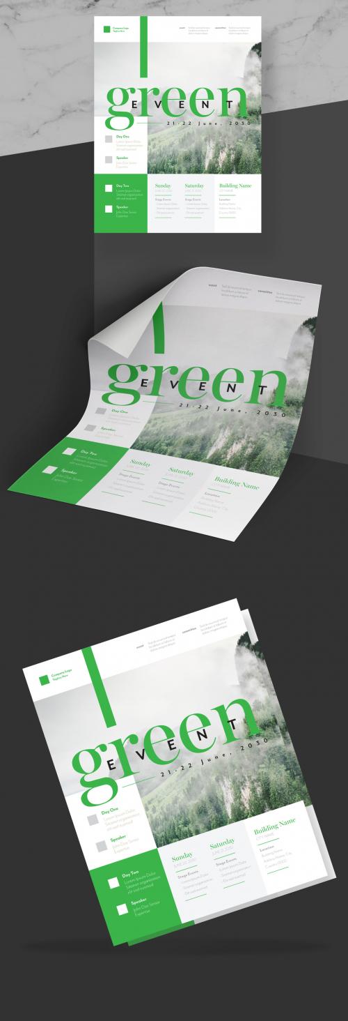 Green Event Flyer Layout with Green Accents - 245402163