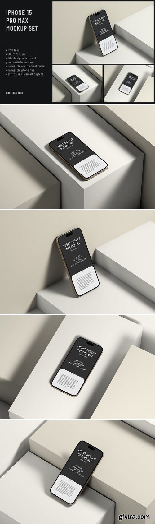 iPhone 15 Pro Max Screen Mockup Set PDQGWWL