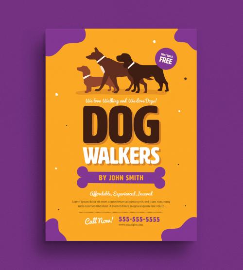 Dog Walker Flyer Layout - 246007153