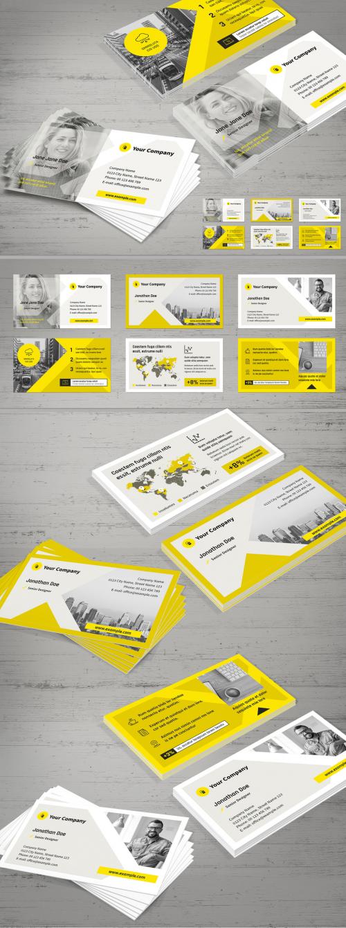 Yellow and Gray Business Card Layout - 246013287