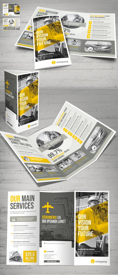 Yellow and Gray Trifold Brochure Layout - 246013315