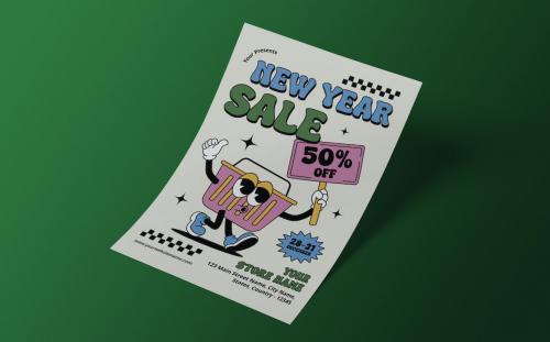 New Year Sale Retro Flyer