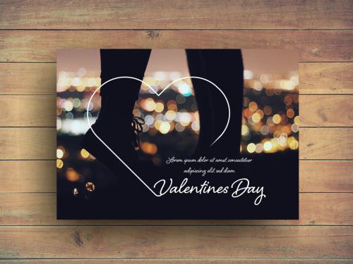 Valentine's Day Photo Frame Card Layout - 246030479