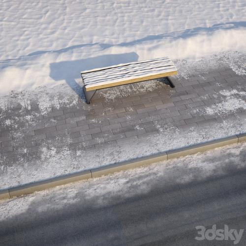 winter pavement with a road