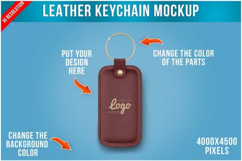 Leather Keychain Mockup