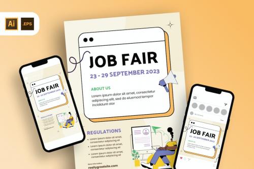 Peach Minimalist Job Expo Flyer Template