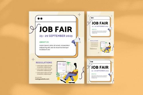 Peach Minimalist Job Expo Flyer Template