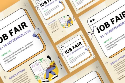 Peach Minimalist Job Expo Flyer Template