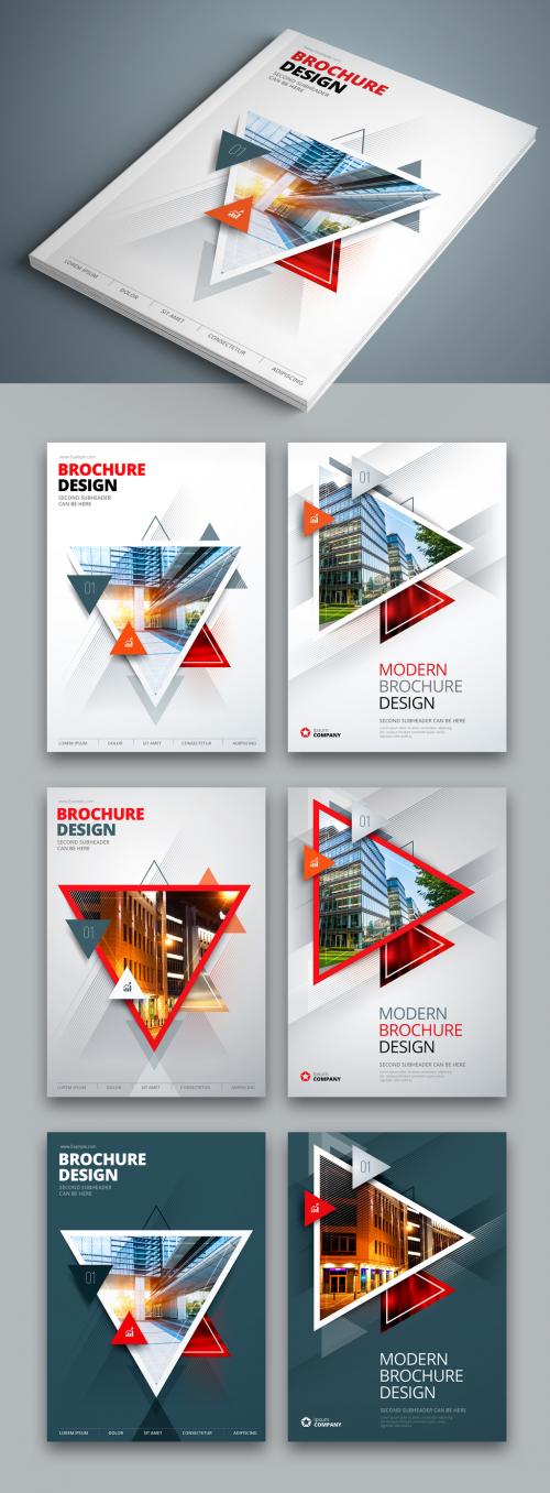 Red Business Report Cover Layouts with Triangles - 246236834