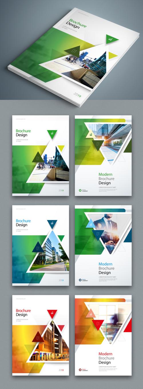 Green Business Report Cover Layouts with Triangles - 246236836