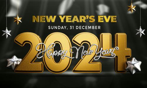 New Year 2024 Background with Stylized 3D Text