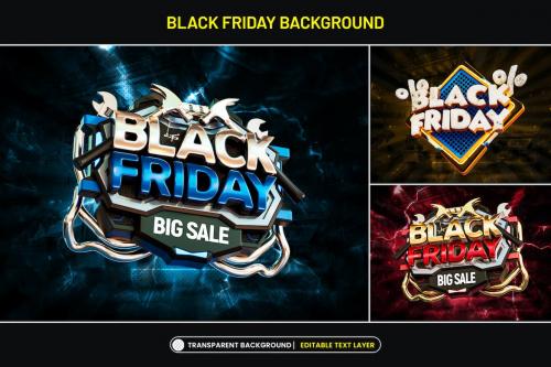 Black Friday Big Sale Stylized 3d Text Banner Set