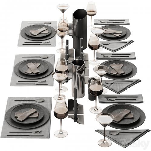 063 Tableware decor set 01 dark matte 00