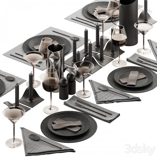 063 Tableware decor set 01 dark matte 00