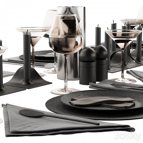 063 Tableware decor set 01 dark matte 00